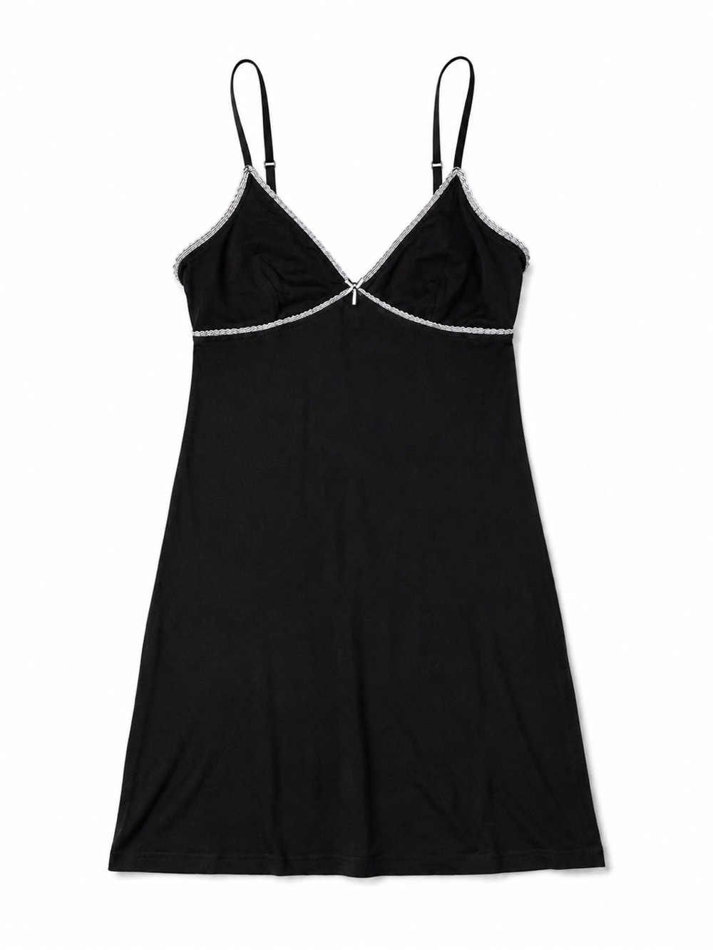 H&M Black Slip Dress Size S | Contrast Trim | Adjustable Straps